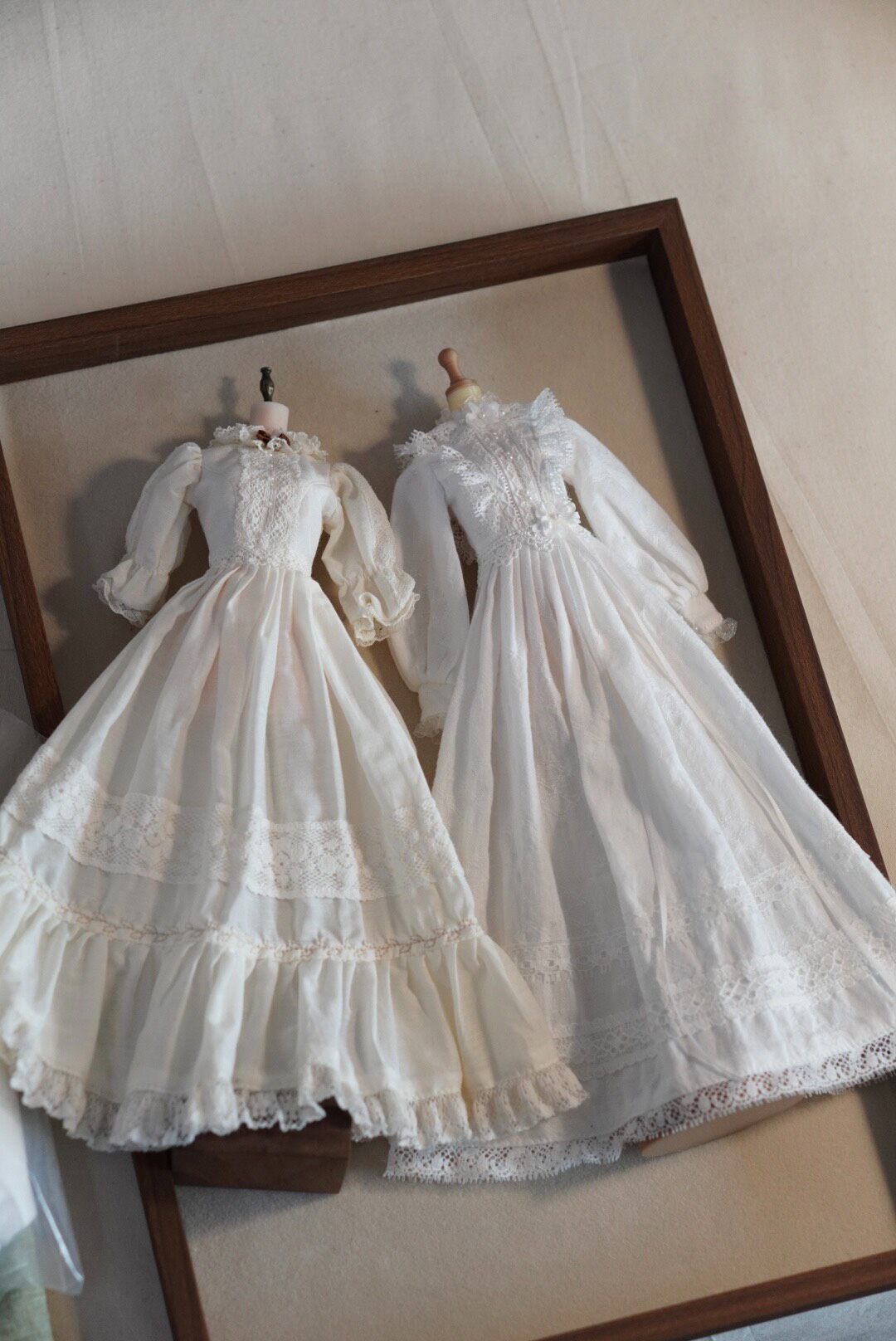 Made-to-Order 1/6 Scale Vintage White Doll Dress | 2 Designs | Off-White & Pure White