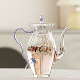 花見・ピクニック・お庭｜耐熱ガラス茶器｜茶器セット（ティーポット＋茶杯）／紫手提げバッグ