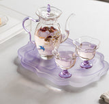 紫の貴妃壺（ガラスポット）屋外で楽しむ携帯ティーセット