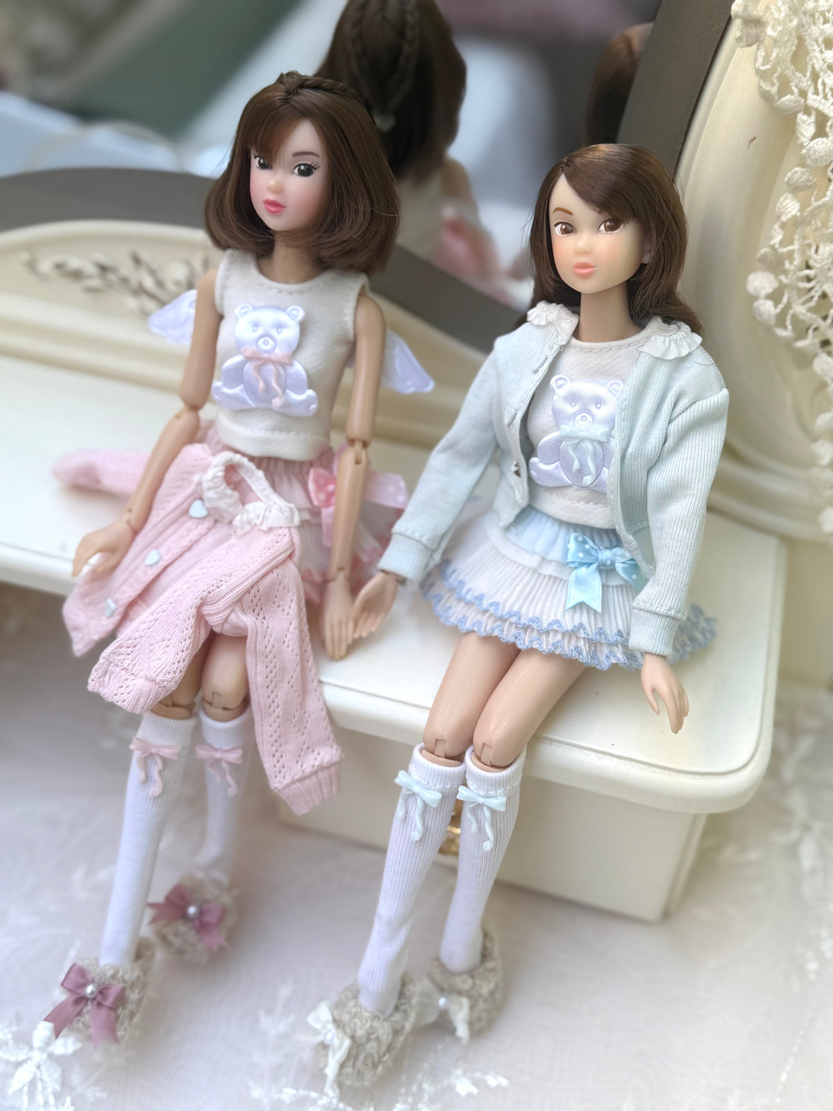 1/6 scale bear motif roomwear four-piece doll outfit set | product image 4