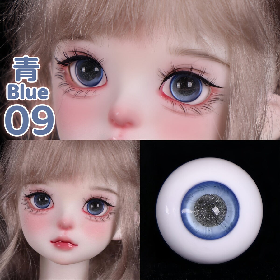 BJD glass eyes product detail image with Japanese and English color label