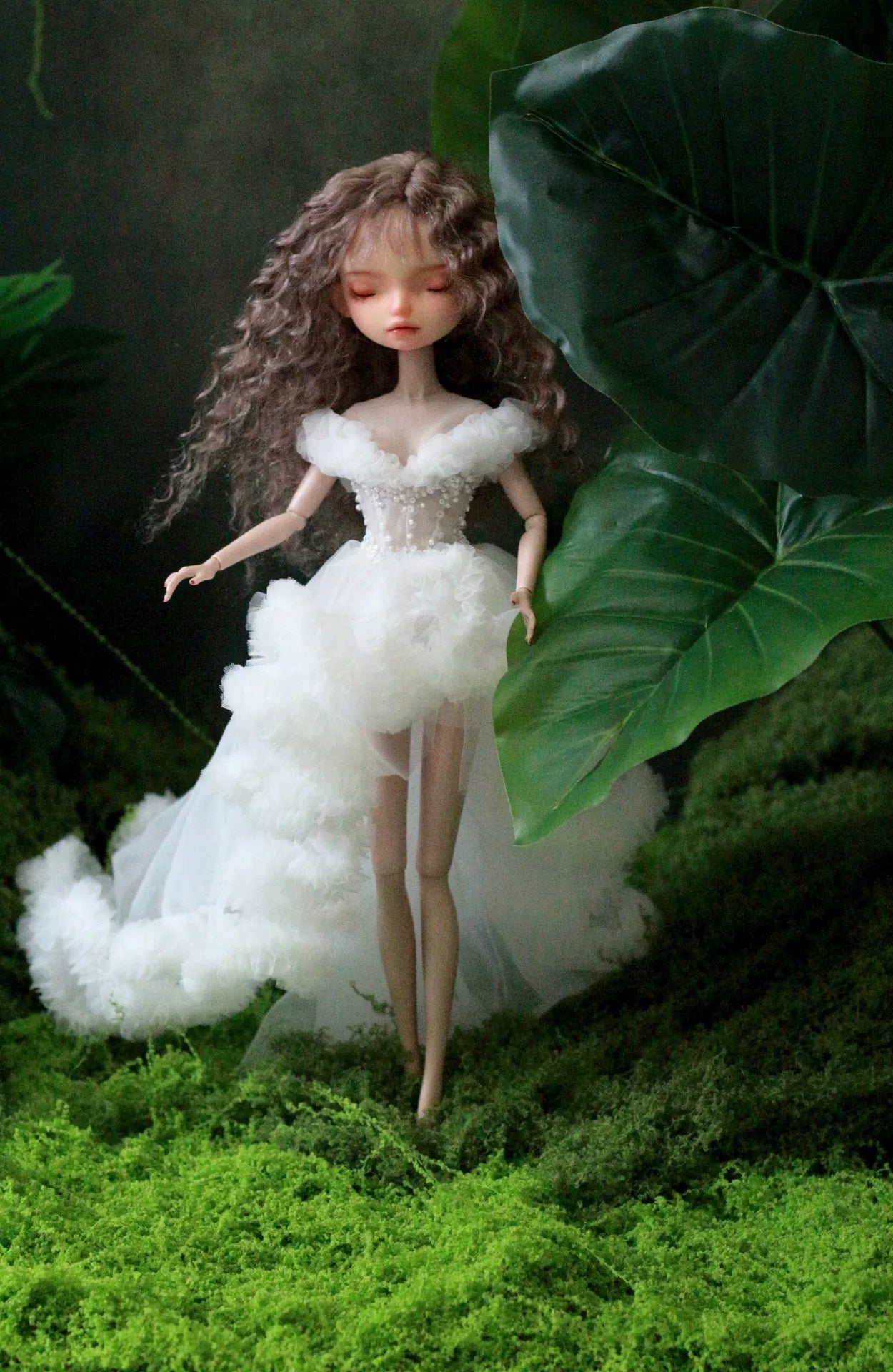 Blue princess ballet tutu dress for a 1/6 scale fashion doll, additional view.
