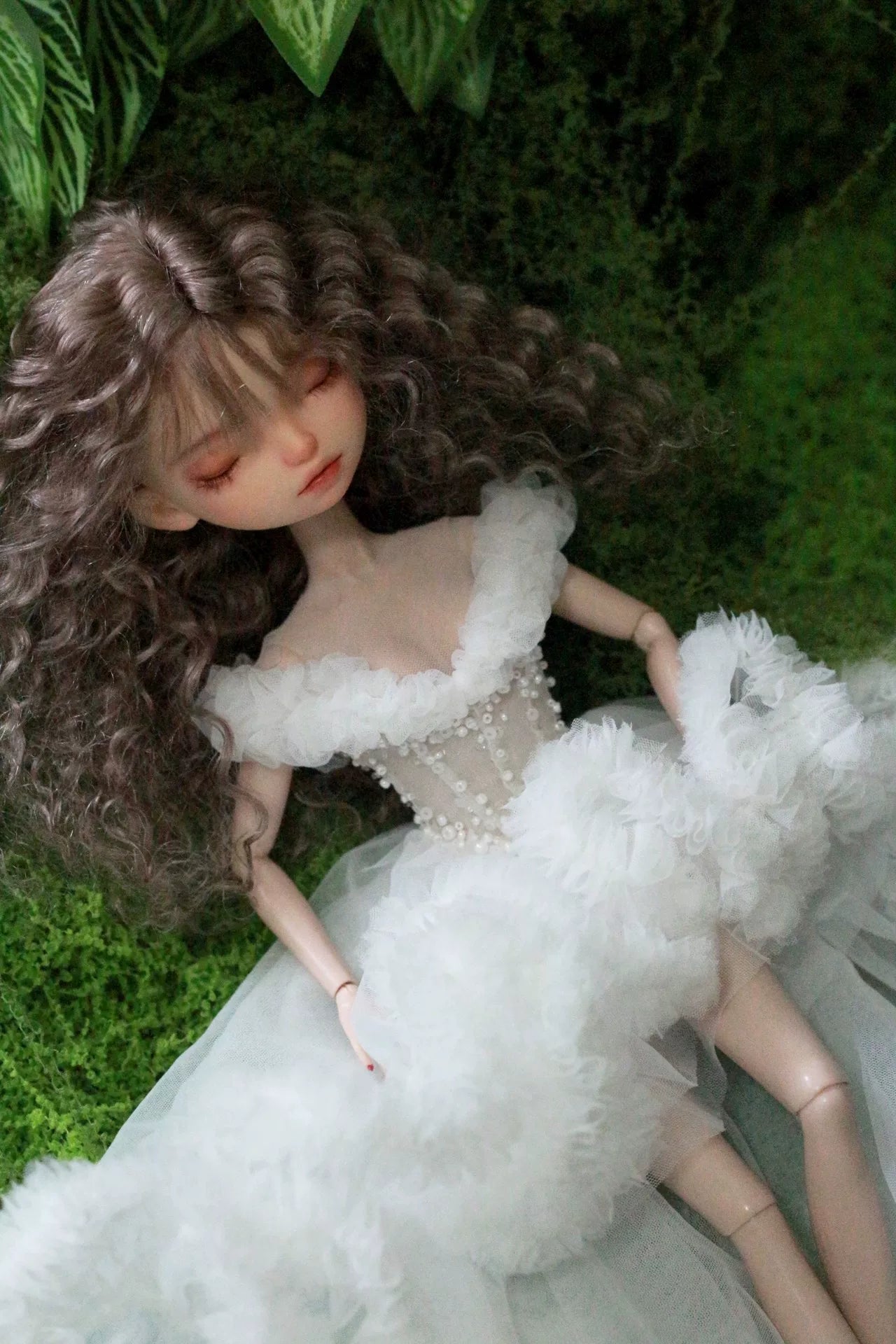 Blue princess ballet tutu dress for a 1/6 scale fashion doll, additional view.