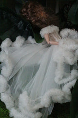 Blue princess ballet tutu dress for a 1/6 scale fashion doll, additional view.