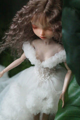 Blue princess ballet tutu dress for a 1/6 scale fashion doll, additional view.