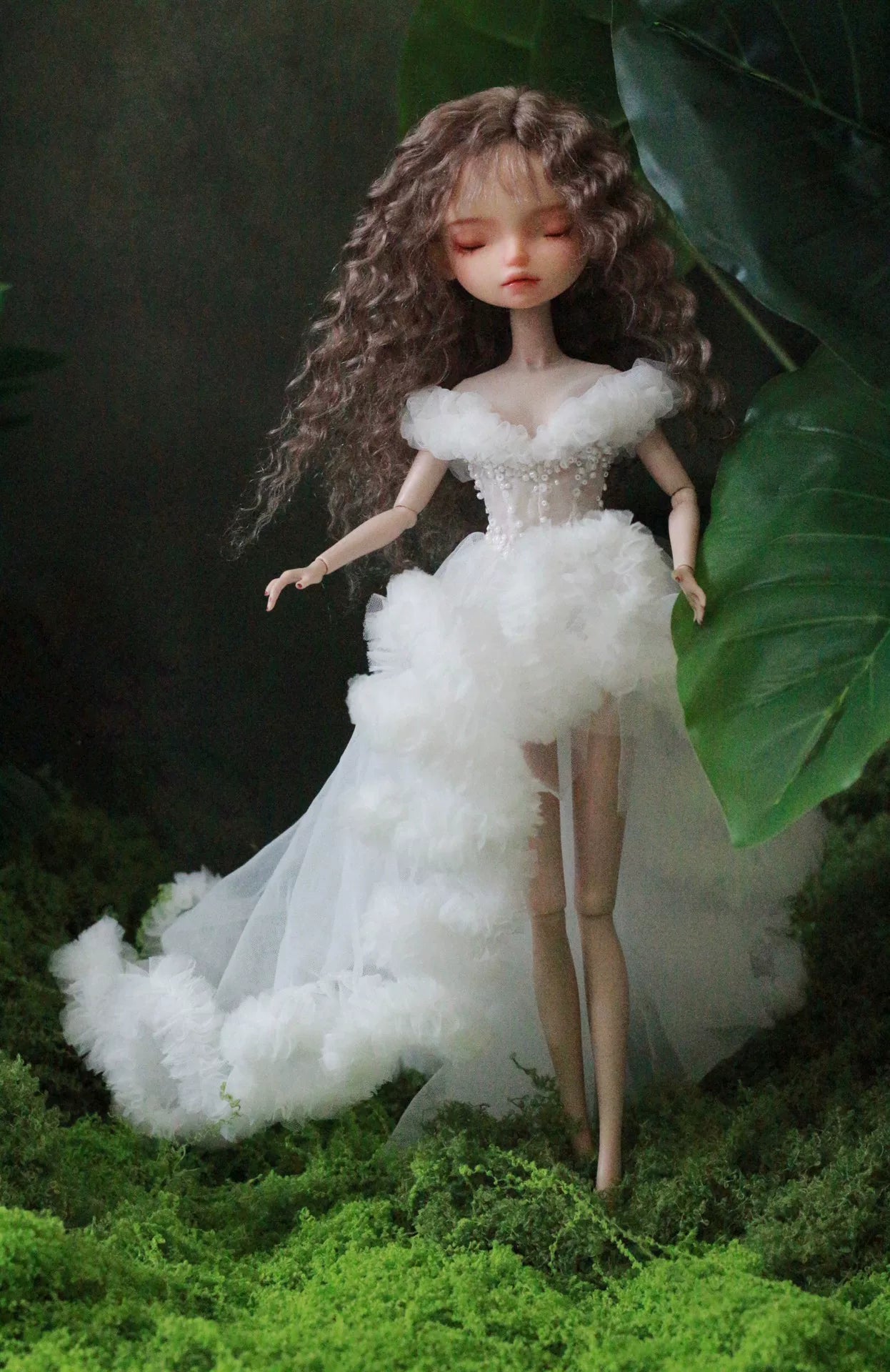 Blue princess ballet tutu dress for a 1/6 scale fashion doll, additional view.