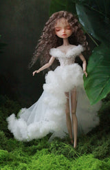 Blue princess ballet tutu dress for a 1/6 scale fashion doll, additional view.