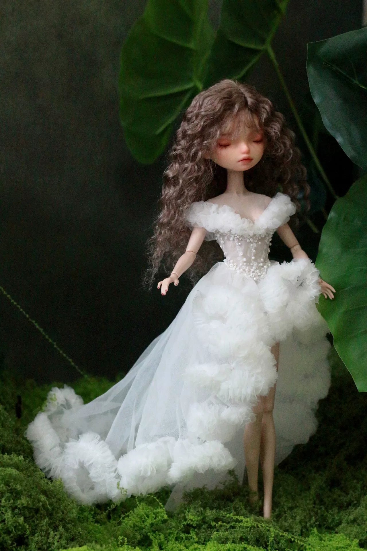 Blue princess ballet tutu dress for a 1/6 scale fashion doll, additional view.