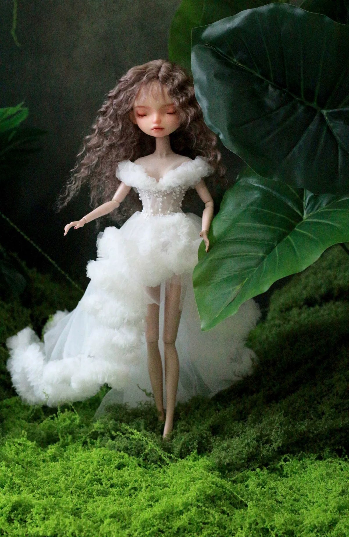 Blue princess ballet tutu dress for a 1/6 scale fashion doll, additional view.