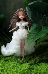 Blue princess ballet tutu dress for a 1/6 scale fashion doll, additional view.
