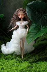 Blue princess ballet tutu dress for a 1/6 scale fashion doll, additional view.