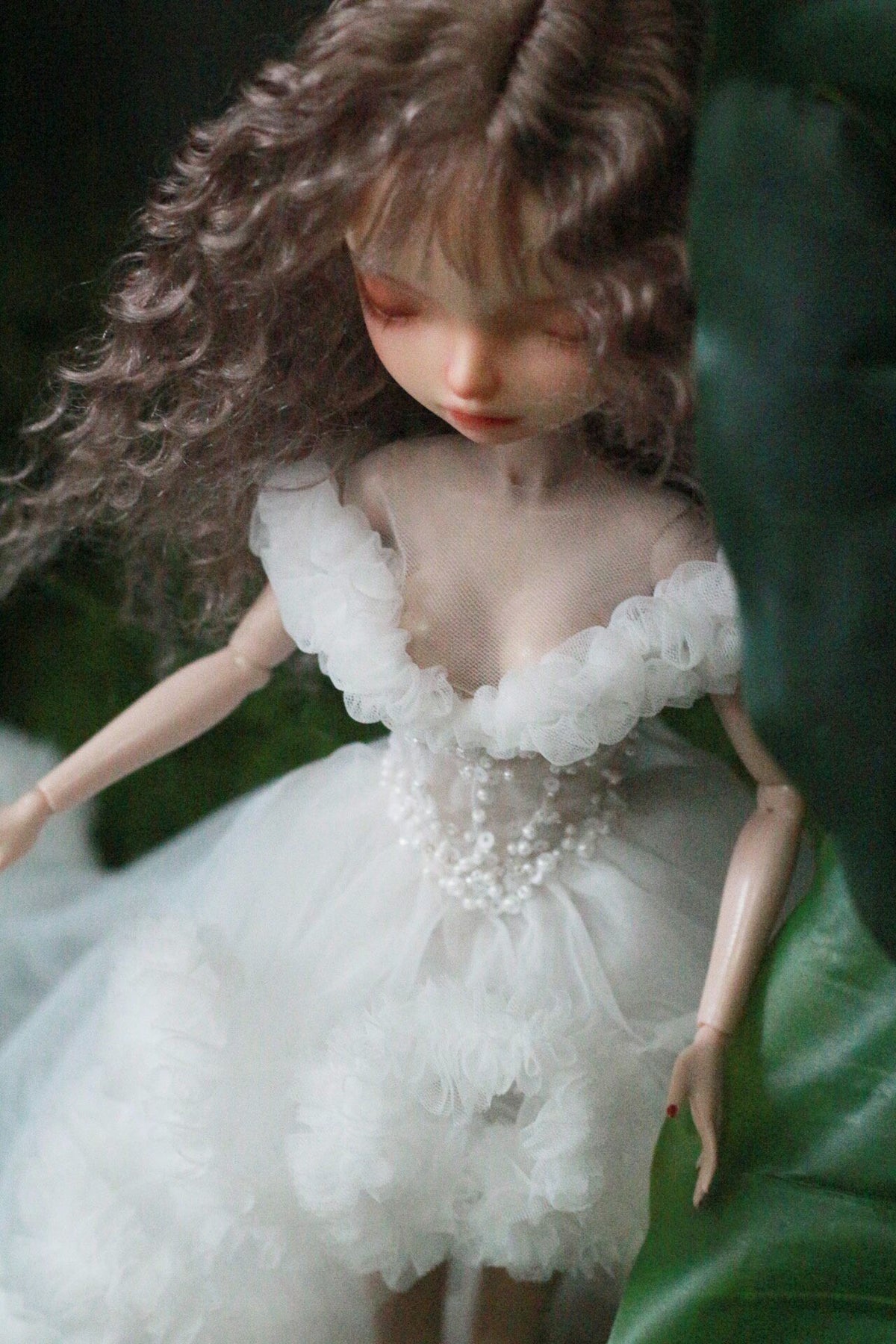 Blue princess ballet tutu dress for a 1/6 scale fashion doll, additional view.