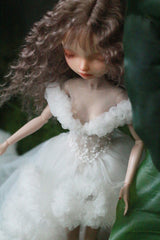 Blue princess ballet tutu dress for a 1/6 scale fashion doll, additional view.