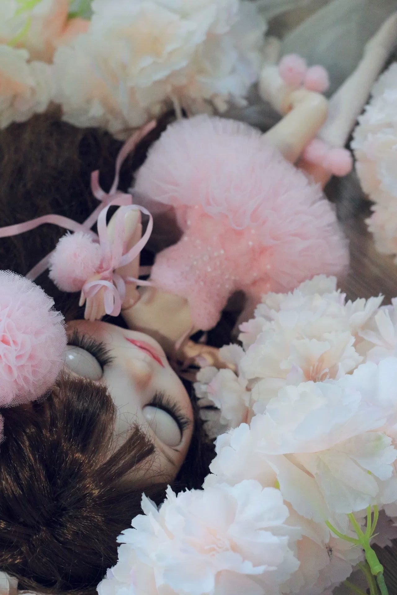 Bubblegum pink princess ballet tutu dress for a 1/6 scale fashion doll, additional view.