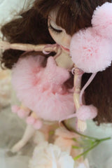 Bubblegum pink princess ballet tutu dress for a 1/6 scale fashion doll, additional view.