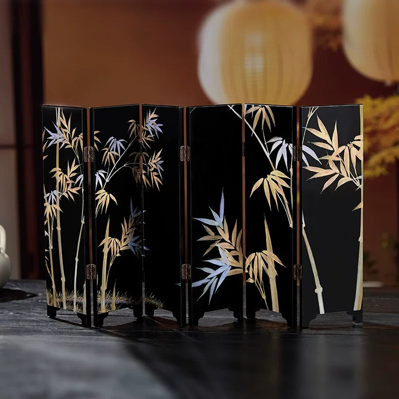 Miniature Chinese folding screen for a tea room style doll scene