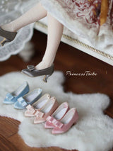 Rococo court-style doll shoes with elegant bow for Blythe, Licca, Azone, Momoko, Poppy Parker, FR and Obitsu 22/24.