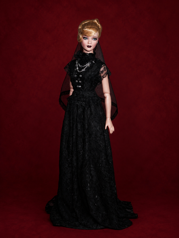 Made-to-Order Gothic Black Lace Doll Wedding Dress & Veil | 1/6, 1/4, 1/3