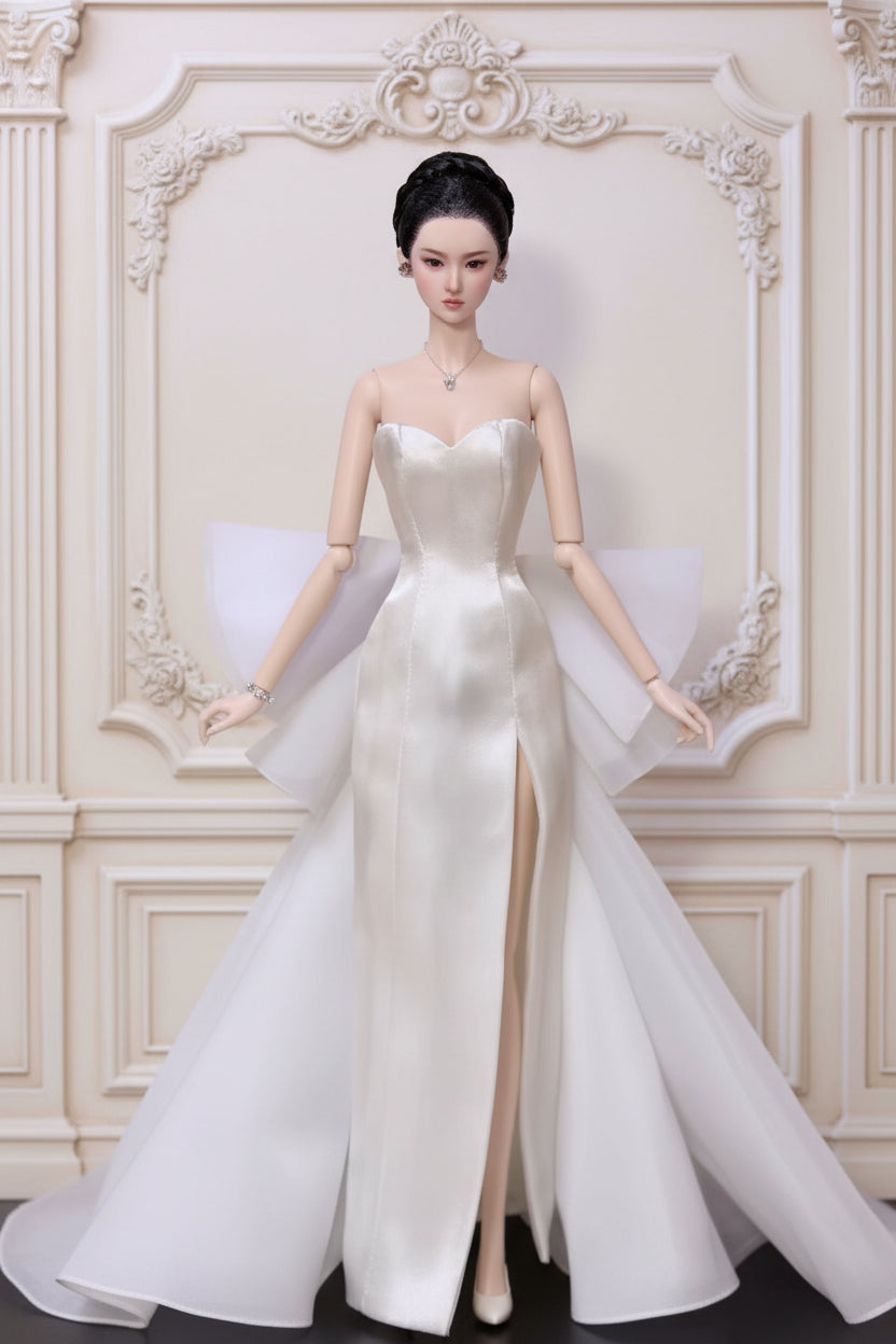 Made to Order 1/6 Scale Satin Evening Dress for Barbie momoko FR Fashion Dolls