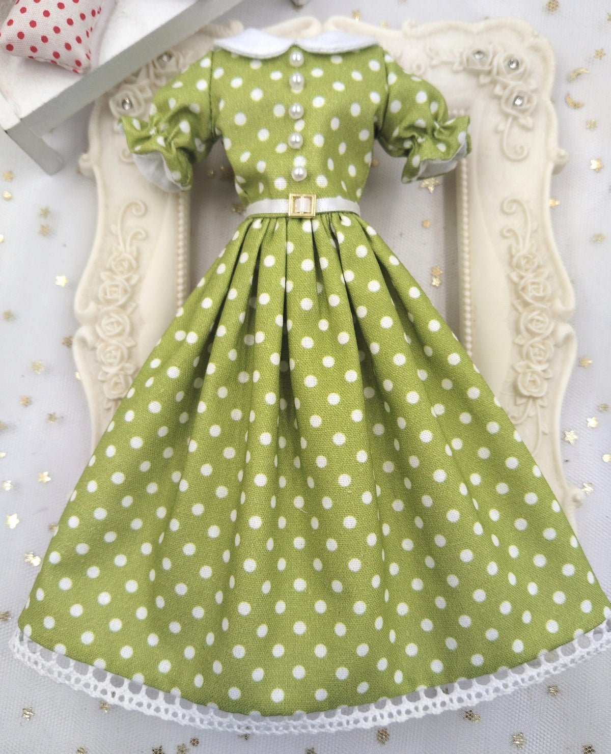 Made-to-order vintage 1/6 scale doll dress reference image