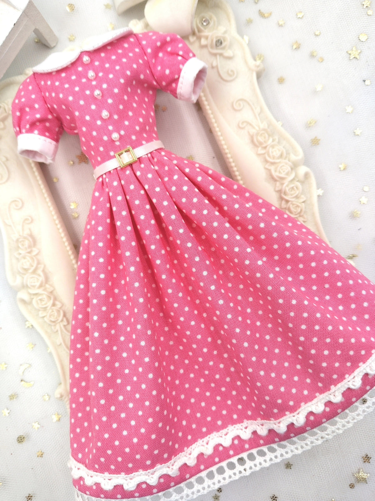 Retro pink doll dress for Barbie, Silkstone, Fashion Royalty and Jenny