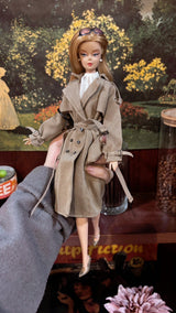 Made-to-order vintage trench coat for 1/6 scale fashion dolls