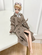Made-to-order vintage trench coat for 1/6 scale fashion dolls