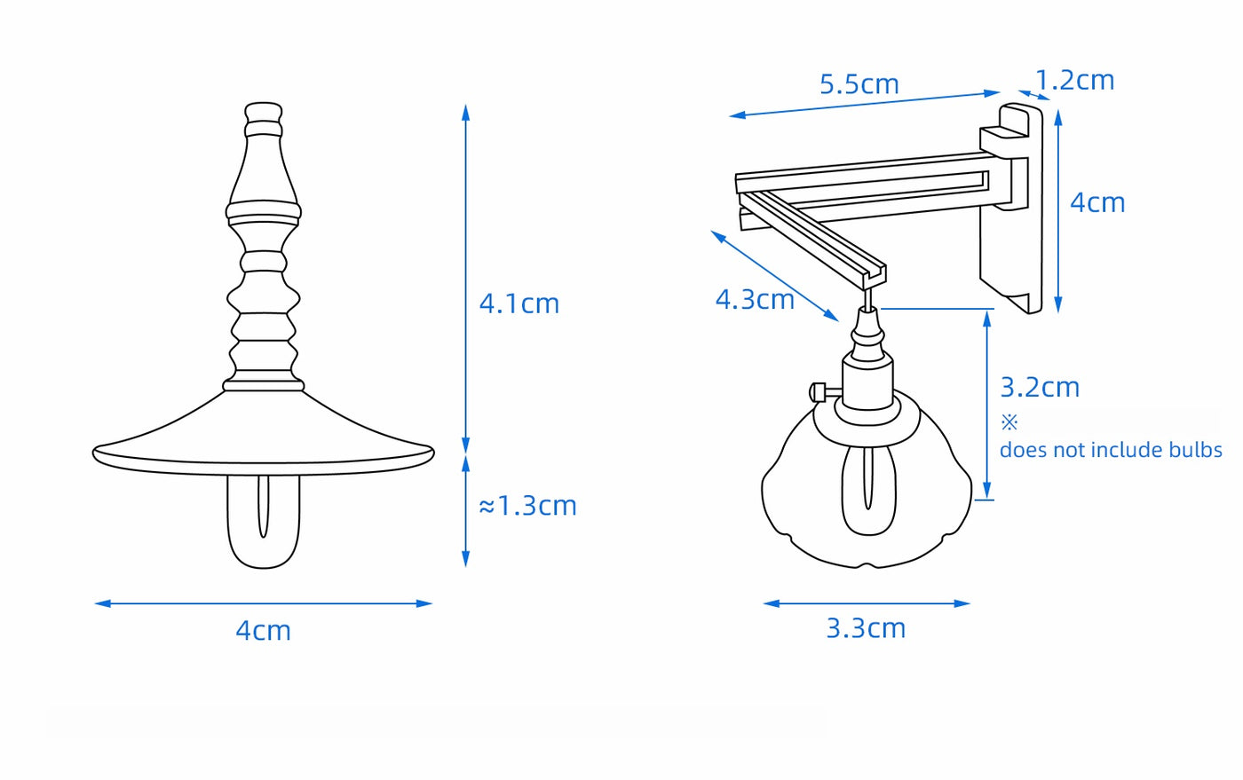 1/6 scale dollhouse ceiling and wall lights in classic and minimalist styles for interior scenes.