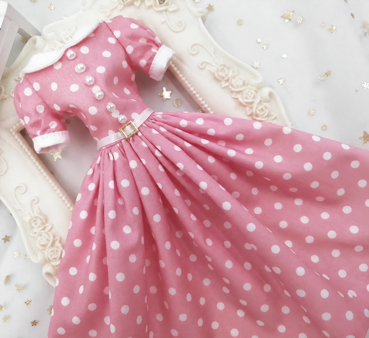 Pink retro doll dress for Barbie, Silkstone, Fashion Royalty and Jenny