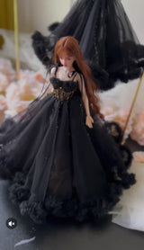 Made to Order | Widow’s Veil Black Lace Gown for 1/6 Scale Dolls