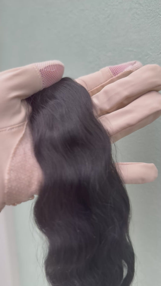 High-Gloss Mohair for Dolls | Black 25-30cm