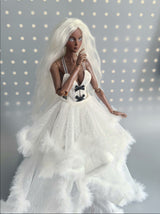 Raven Waltz black tulle dress styled for gothic doll photography.