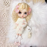 Soft knit bow sweater four-piece outfit set for 1/6 scale dolls