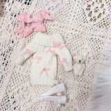 Soft knit bow sweater four-piece outfit set for 1/6 scale dolls