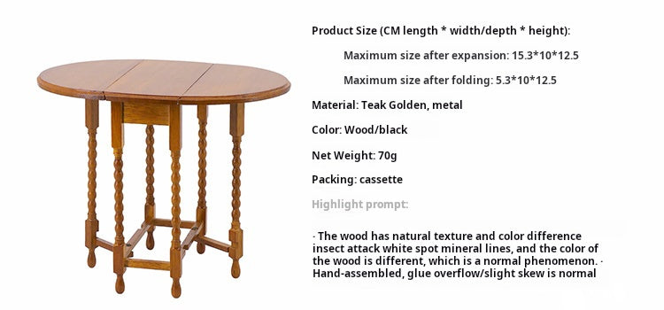 1/6 Scale Oval Folding Table / Side Table – Space-Saving Miniature Dollhouse Furniture for BJD & Blythe