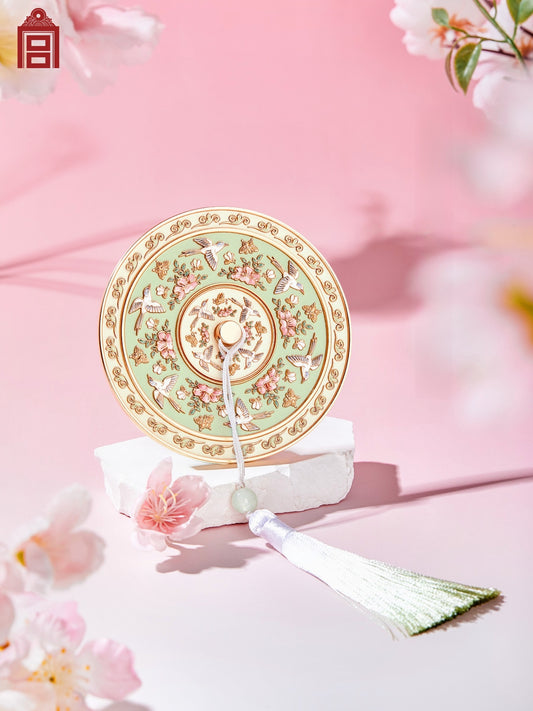 Send From Forbidden City |Portable Mirror Inspired by Ancient Palace Museum Relics – Handheld, Bronze-Style, Folding, and Gift Set with Comb