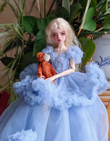 White princess ballet tutu dress for a 1/6 scale fashion doll, additional view.
